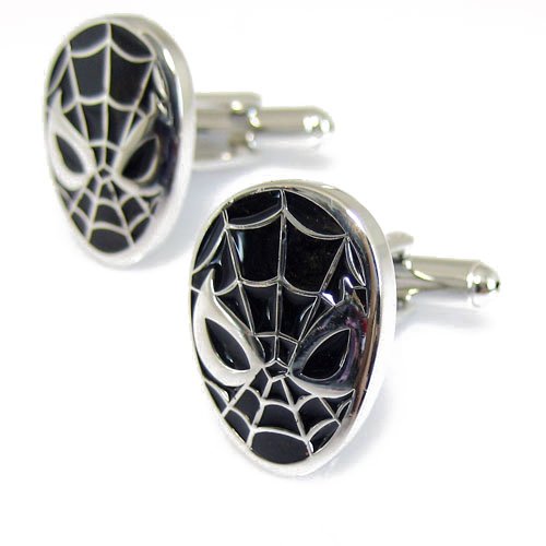  Black Enamel Spider-man Cufflinks
