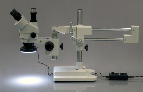 AmScope 3.5X-90X Boom Stand Zoom Magnification Stereo Microscope + 144 LED Ring Light + 10MP USB Digital Camera