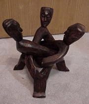 3 Headed "Unity" Wood Wooden Carving - Made in Ghana