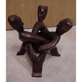 3 Headed "Unity" Wood Wooden Carving - Made in Ghana