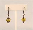 Earrings - E197 - Copper & Glass Beads (10 mm) ~ Lime