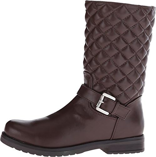 Pazitos Girl's Biker Quilt Boot PU (Toddler/Little Kid/Big Kid) Brown Boot 38 (US 5 Big Kid) M