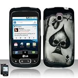 ACE SPADE SKULL Hard Rubber Feel Plastic Design Case for LG Phoenix P505/ Thrive P506 [In Twisted Tech Retail Packaging]
