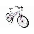 Ladies 26" ATB dual Suspension Bike with 15 speed twist grip gears in Pink and White. 12 MONTH MANUFACTURERS WARRANTY.