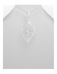 Leaf Pendant Necklace In 92.5 Sterling Silver
