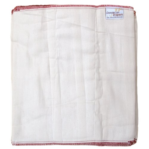 Dandelion Diapers 100% Organic Cotton DSQ Prefolds Half Dozen - Size 3