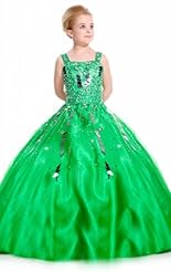 Girls Lace Applique Crystal Crystals Beaded Backless Chiffon/Taffeta/Tulle Flower-Girl Dress 