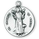 Sterling Silver Saint Francis of Assisi Medal and 18-inch Chain