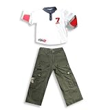Mish Mish - Boys Long Sleeve Twill Pant Set, White, Grey, Olive