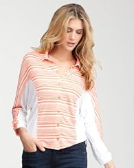 Stripe Button Front Dolman Top