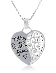 Sterling Silver "Mother and Daughter Forever" Heart Pendant Necklace