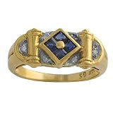 0.2 Cttw Sapphire & 0.05 Ct Diamond 14 Karat Yellow Gold Ring Size 6.5