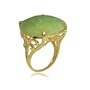 Gold Plated Sterling Silver Square Checkerboard-Cut Green Jade Ring, Size 5