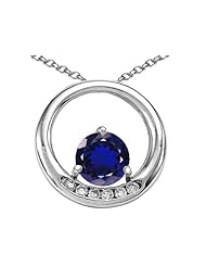 Tommaso Design (tm) Round 6mm Created Sapphire and Diamond Circle Pendant