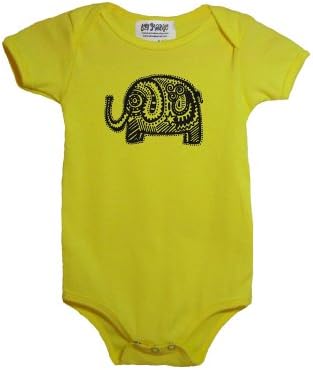 Karmabee Elephant Baby Bodysuit 6-12 months Yellow