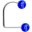 16 Gauge Blue Acrylic Marble Ball Lippy Loop Labret