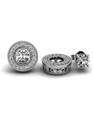 0.55 Carat (ctw) 14k White Gold Round White Diamond Removable Jackets for Stud Earrings 1/2 CT