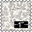 French Champagne Toile Grey Silk Fabric for Dollhouse Miniatures