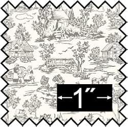 French Champagne Toile Grey Silk Fabric for Dollhouse Miniatures