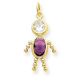 14k Gold February Boy Gemstone Charm