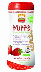 HAPPYBABY Organic Puffs, Strawberry,  2.1-Ounce Containers, Pack of 6