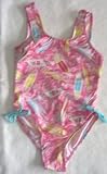 Girls 7-16 1-Piece Swimsuit Tie Sides - Pink Surfboards