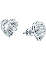 10KT White Gold 0.33 CTW Diamond Micro Pave HEART Earrings