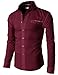 H2H Mens Button-down Shirts with Plaid Patterned Pocket Trim
