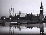 IMAGE OF Big Ben and the Houses of Parliament HIGH QUALITY CANVAS Print With Light Added BRUSHSTROKES Monochrome Gallery 32x24