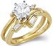 Solid 14k Yellow Gold Engagement Wedding Set CZ Cubic Zirconia Two Rings New Round Cut 1.0 ct