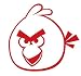 Angry Birds - Facing Left - Decal / Sticker - Size: 3.6 x 3.5 inches - Color: Red