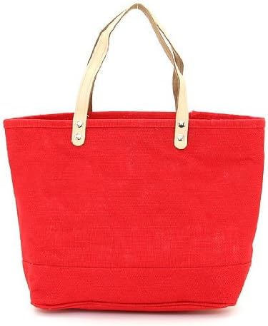 Joli Solid Color Jute Burlap Tote Bag (Red)