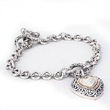 Sterling Silver/18K Gold Diamond Heart Bracelet by Effy
