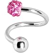 Pink Austrian Crystal Evolution Spiral Belly Ring