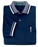 NEW Outer Banks - Pique Knit Sport Shirt with Pocket and Jacquard Knit Trim Navy/White-L