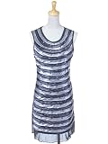 Anna-Kaci S/M Fit Grey Purple Shiny Stripe Crystal Rhinestone Element Mini Dress