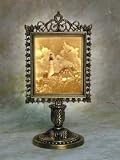 Portland Head Lighthouse Lithophane Victorian Stand Antique Brass
