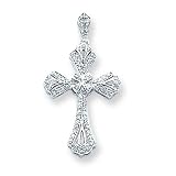 14k White Gold Diamond Cross Pendant