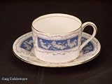 Coalport Revelry Blue Flat Cups & Saucers by Coalport Bone China