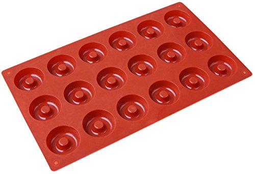 Clearance Sale - Ozera Silicone Mini Donut Pan, Muffin Cups, Cake Mold, Biscuit Mold, 18 Cavity, Red