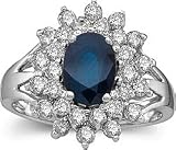 1 ctw. Oval-Cut Diamond & Sapphire Gemstone Ring