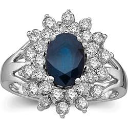 1 ctw. Oval-Cut Diamond and Sapphire Gemstone Ring by Ultra Diamonds