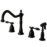 Kingston Brass KS1795TALBS Tudor Widespread Kitchen Faucet With Brass Sprayer, Oil Rubbed Bronze, 8-