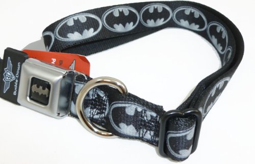  Batman Gray Logo Seat Belt Buckle Dog Collar 1" 9-15"