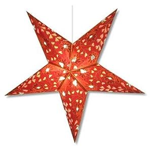 Paper Star Lamp/Lantern Star Lights - Burgundy Hearts and Flowers Paper Star Lamp/Lantern
