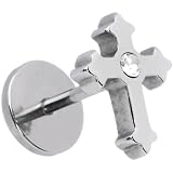 16 Gauge Stainless Steel Gem Gothic Cross Labret Monroe Tragus