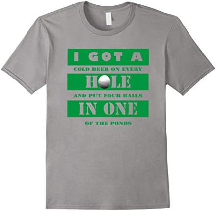 Men's I got a cold beer on every hole - Shirt - Golf Shirt Funny Medium Slate