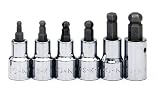 SK 19756 6 Piece 3/8-Inch Drive 3-Millimeter to 10 Millimeter Ball Hex Bit Set