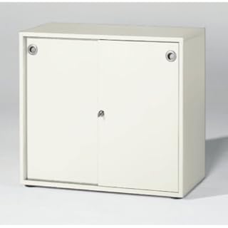 Wellemöbel Aktenschrank Schiebetüren-Schrank JobExpress 80 cm (Farbe: office-grau)