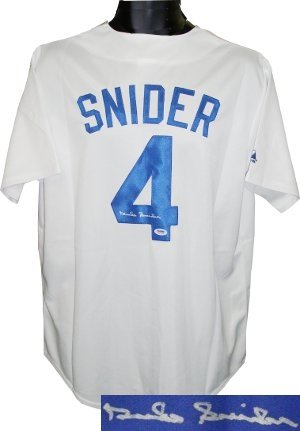Duke Snider Autographed/Hand Signed Brooklyn Dodgers Majestic White Jersey- PSA Hologram